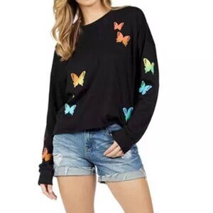 Lauren Moshi Rainbow Butterfly Long Sleeve Tee Size M NWT